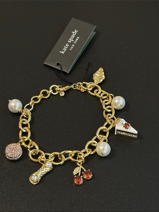 kate spade Jewelry - Kate Spade New York Gold-Tone Charm Bracelet with Faux Pearls & Whimsical Charms